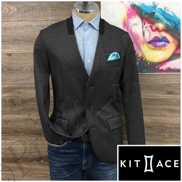 Kit‎ Ace Mens Blazer Sport Coat Three Button Casual Jacket Size 38R Slim Suits - Picture 1 of 13